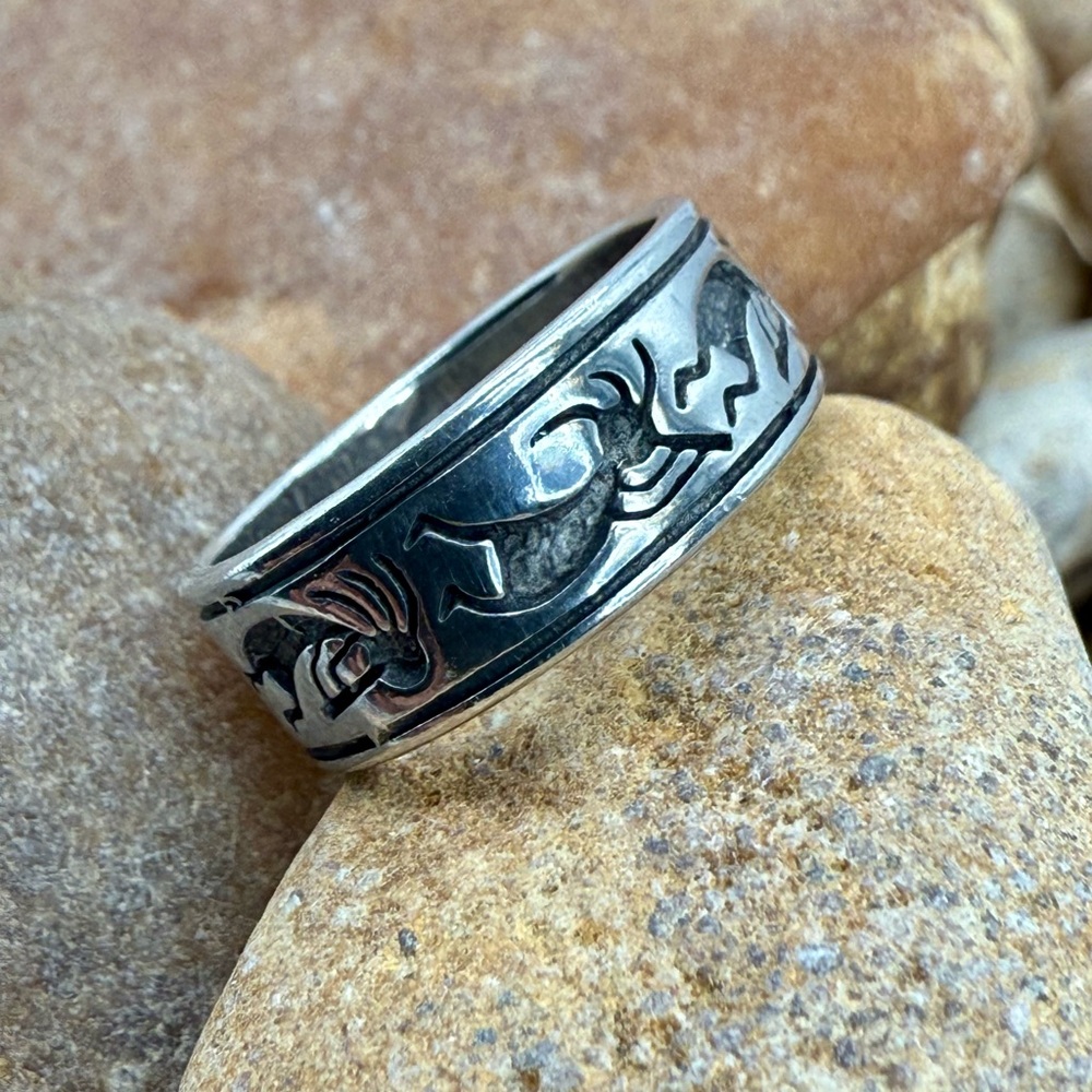 Vintage Shube’s Dakota West Sterling Silver Band Ring Size 7 Southwest Kokopelli - Picture 6 of 17
